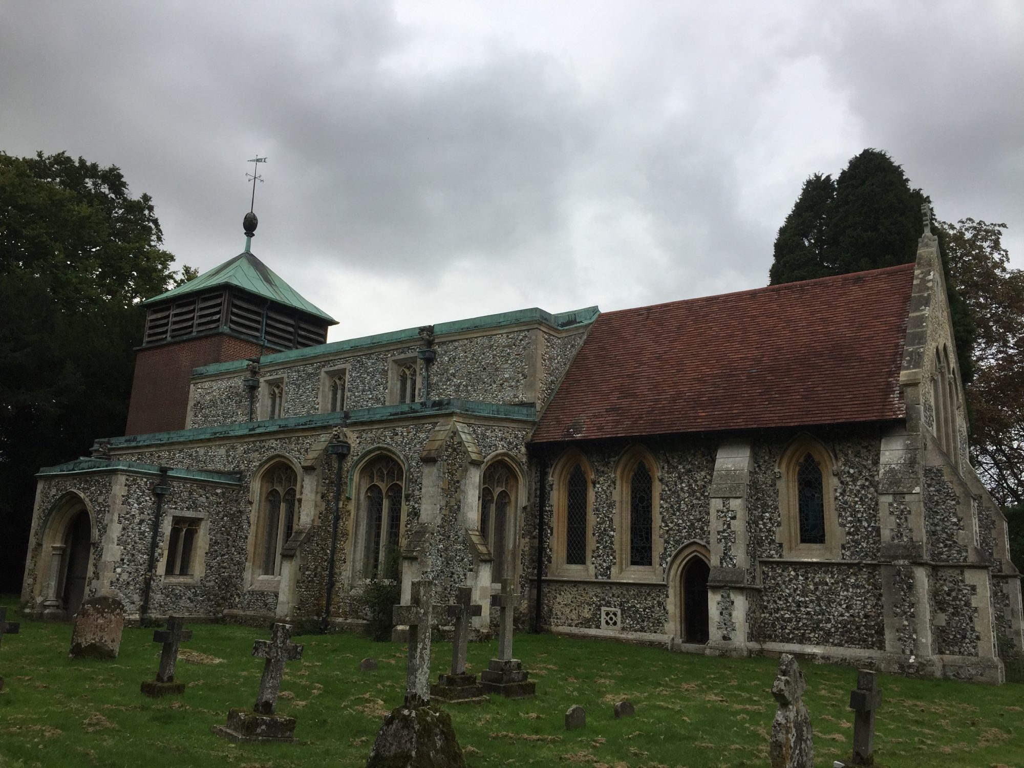 exterior of a low church, flint