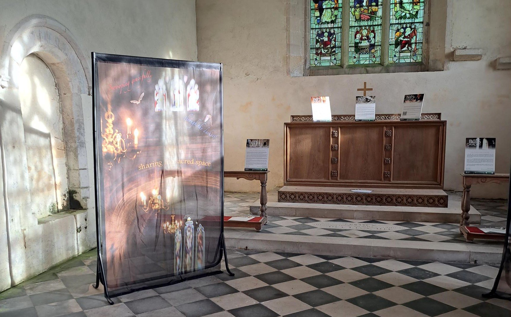 Panel from On A Wing And A Prayer art installation inside Wintringham church