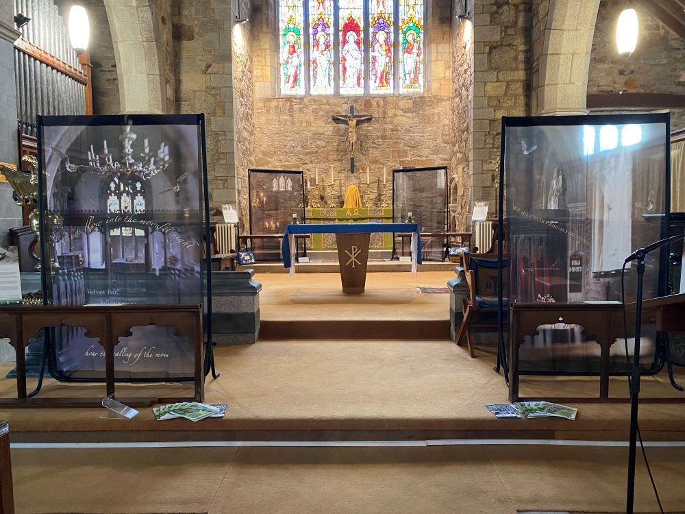 Image shows art installation On A Wing And A Prayer inside Chacewater church