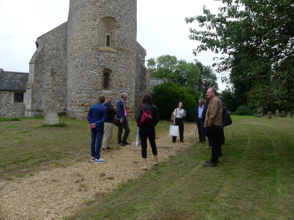 Representatives from Bats in Churches and Heritage Lottery Fund outside Gayton Thorpe church