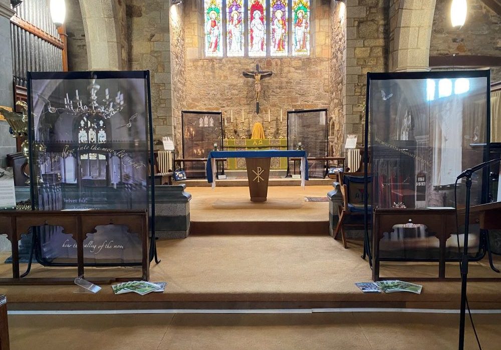 Image shows art installation On A Wing And A Prayer inside Chacewater church