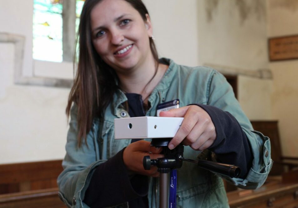 Survey Claire Bat Detector surveyimages-batsinchurchesstudy-Longfield5 Claire our surveys officer demonstrating how to set up a bat detector